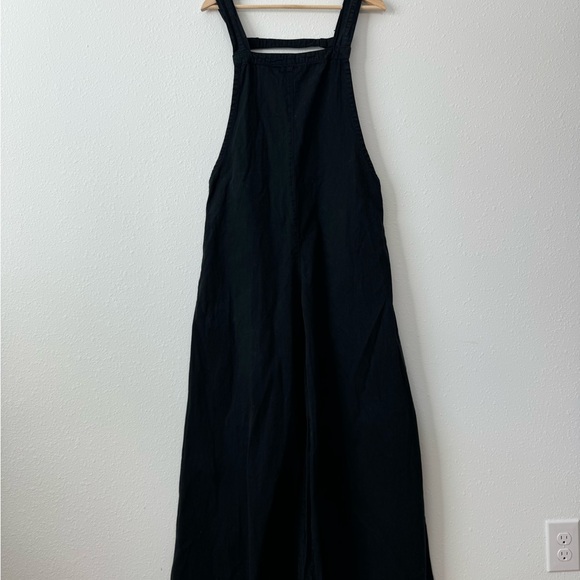 Free People Ziggy Denim Overalls Black Wide Leg Flared Jumpsuit Size 4 - Picture 4 of 12